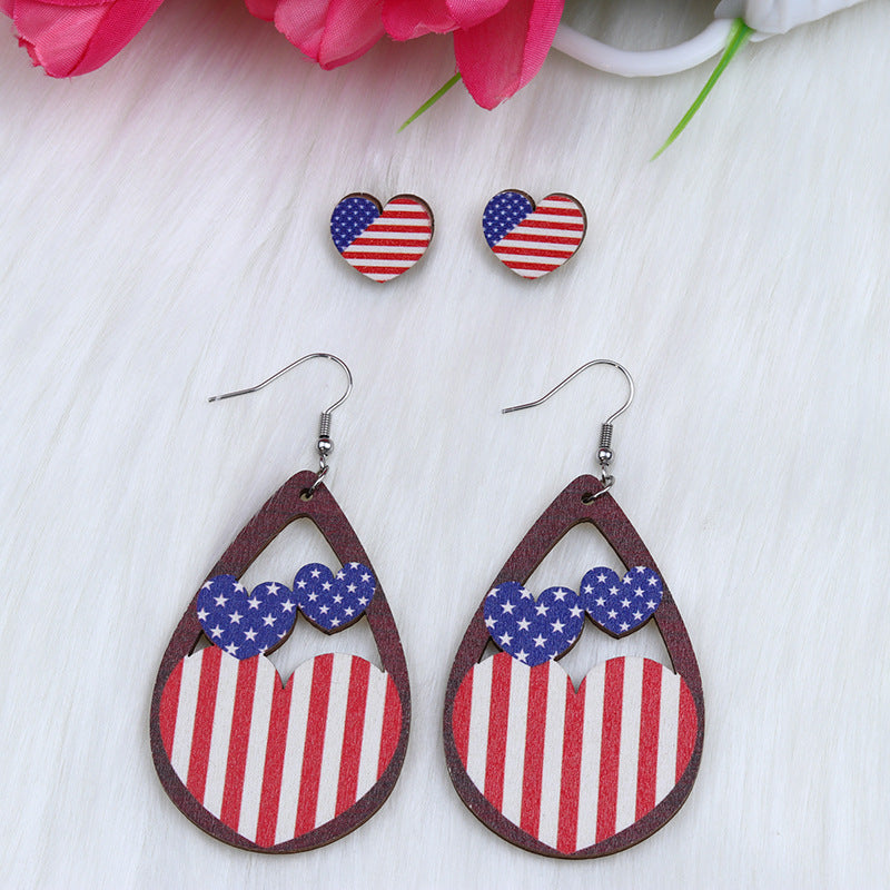 Pendientes de madera de madera del corazón de la hoja del águila del círculo del círculo al por mayor